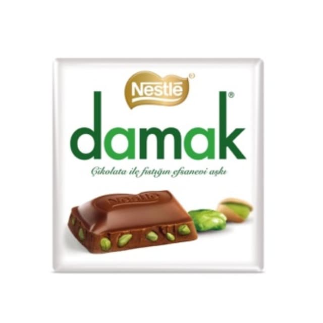 Damak Antep Fıstıklı Sütlü Kare Çikolata 60 Gr