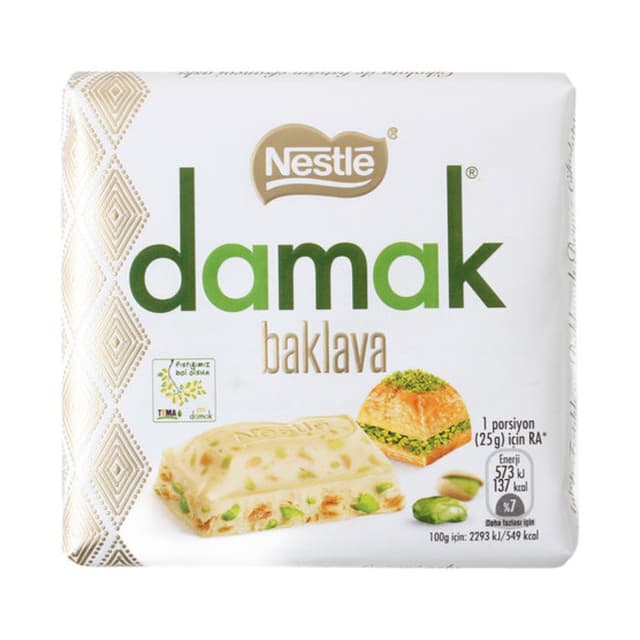 Damak Antep Fıstıklı Baklavalı Beyaz Çikolata 60 Gr