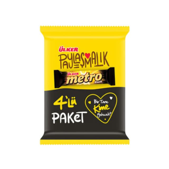 Metro Sütlü Çikolatalı Kaplı Karamel Nugalı Bar 4x36 Gr