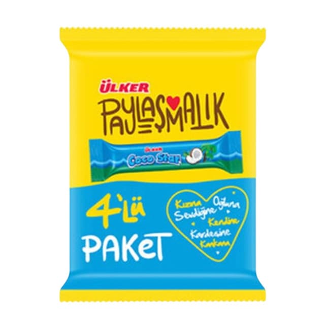 Coco Star Sütlü Kaplı Hindistan Cevizli Bar 4'lü Paket 100 Gr