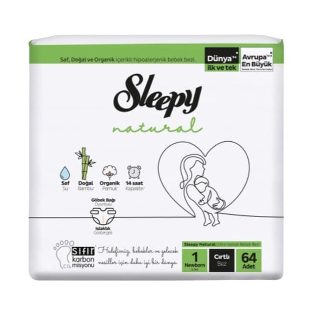 Bebek Bezi Naturel 2'li Jumbo 1 No Yeni Doğan 2-5 Kg 64'lü