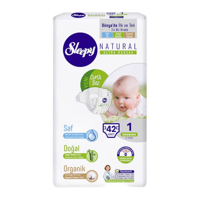 Sleepy Bebek Bezi 40'lı Natural Ultra Hassas 1 Yenidoğan 1-5 Kg