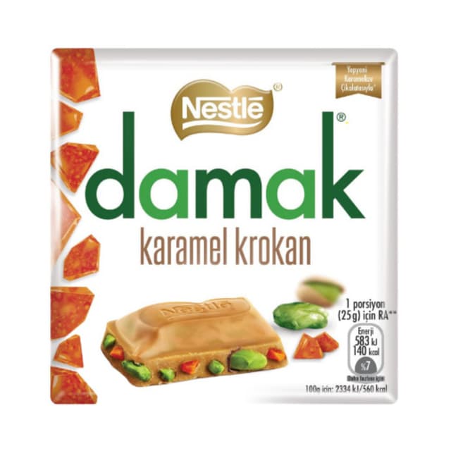 Damak Karamel Krokan Antep Fıstıklı Çikolata 60 Gr