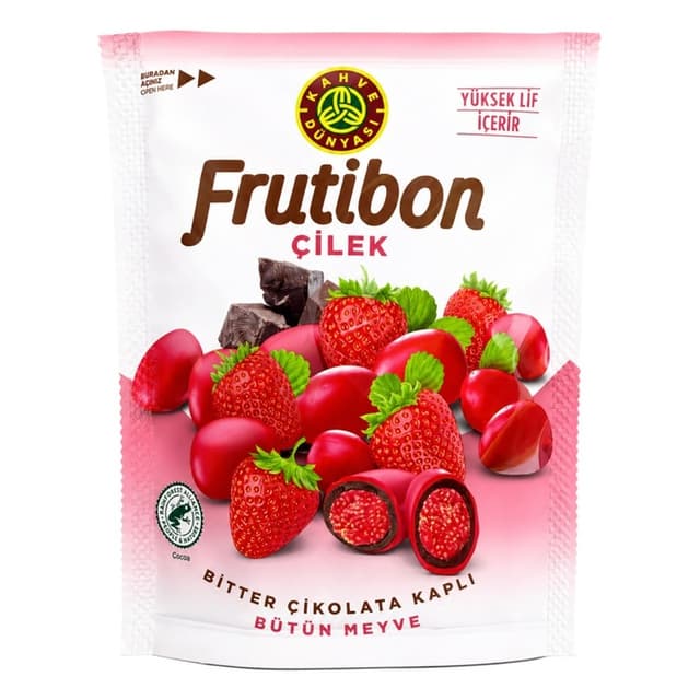 Frutibon Bitter Çikolata Kaplı Bütün Çilek 50 Gr
