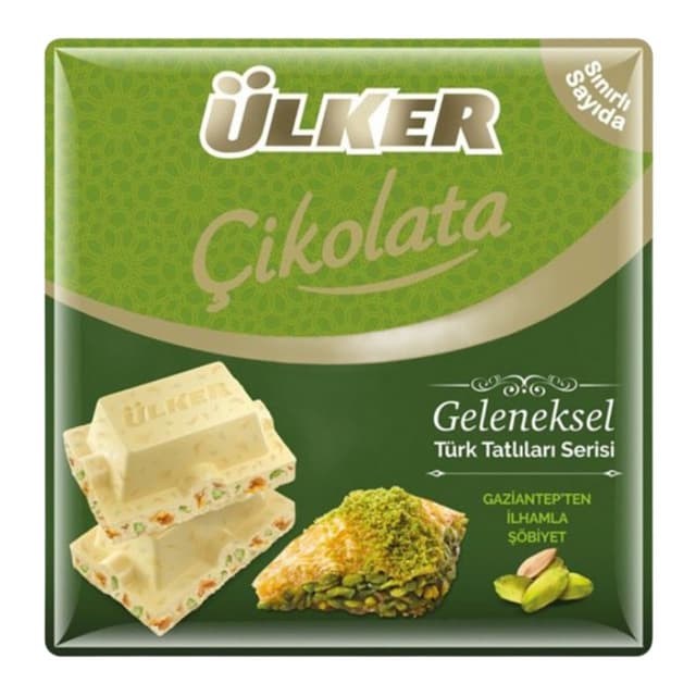Antep Fıstıklı & Şöbiyetli Beyaz Çikolata 60 Gr
