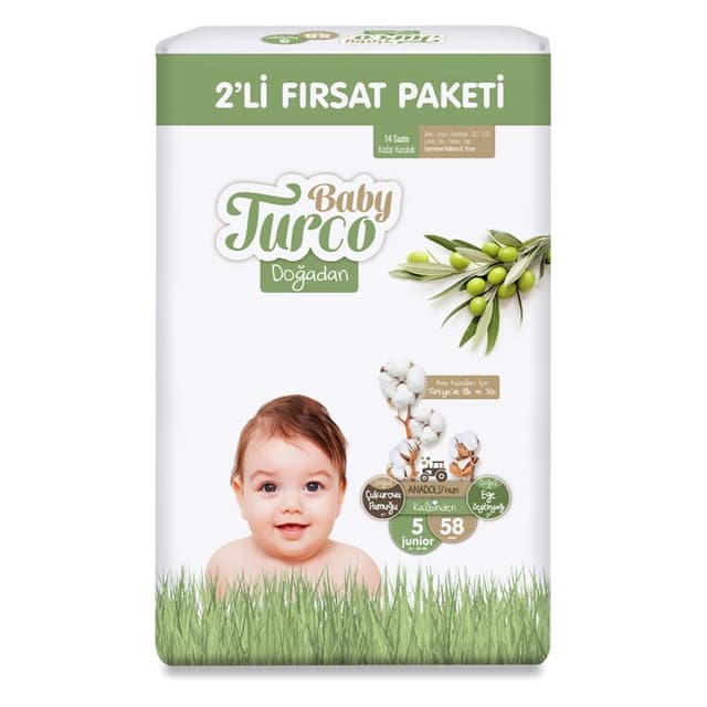 Bebek Bezi Doğadan Junior No:5 12-25 Kg 58'li 2'li Fırsat Paket