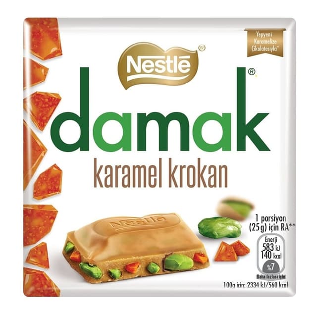 Damak Karamel Krokan Antep Fıstıklı Çikolata 60 Gr