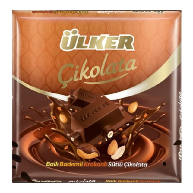 Ballı Bademli Krokanlı Kare Çikolata 60 Gr