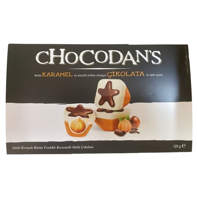 Chocodans Sütlü Kremalı Bütün Fındıklı Karamelli Sütlü Çikolata 125 Gr
