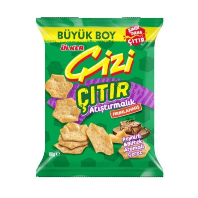 Çizi Çıtır Atıştırmalık Peynirli & Biftek Aromalı 120 Gr