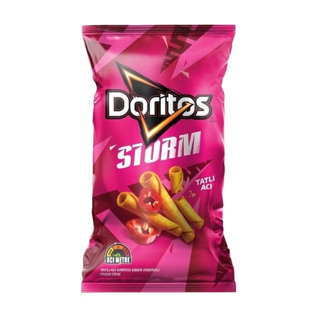 Mısır Cipsi Storm Tatlı Acı Kırmızı Biber Aromalı Süper Boy 125 Gr