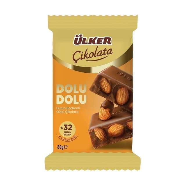 Dolu Dolu Bütün Bademli Çikolata 80 Gr