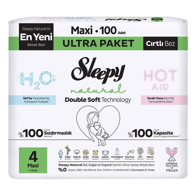 Natural Ultra Paket 4 Numara Bebek Bezi 100'lü