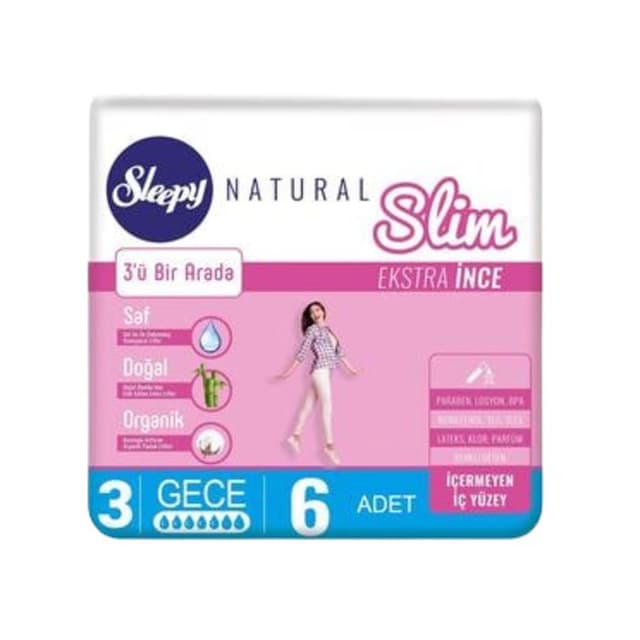 Natural Slim Ekstra İnce Ped Gece 6'lı