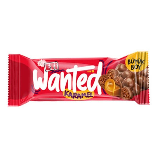 Wanted Sütlü Çikolata Kaplı Mısır Ve Buğday Gevrekli Karamelli Bar 32 Gr