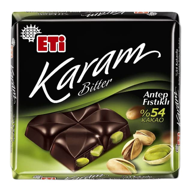 Karam %54 Antep Fıstıklı Bitter Çikolata 60 Gr
