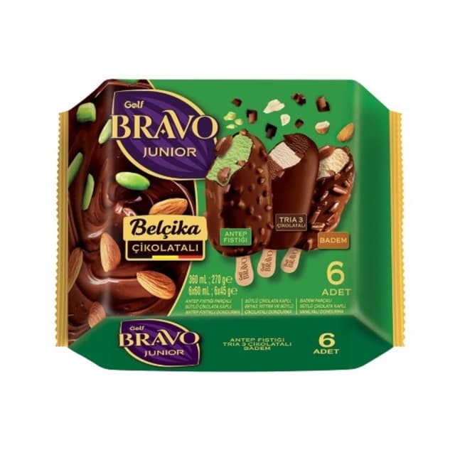 Bravo Junıor Belçika Çikolata Antep Fıstığı 6 Adet