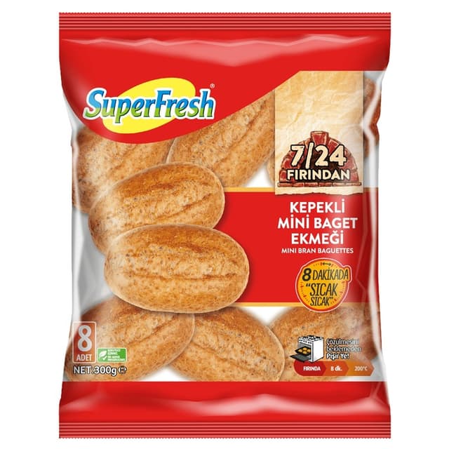 7/24 Fırından Kepekli Mini Baget 300 Gr