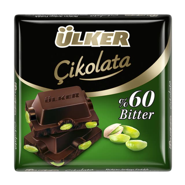 Antep Fıstıklı %60 Bitter Çikolata 65 Gr