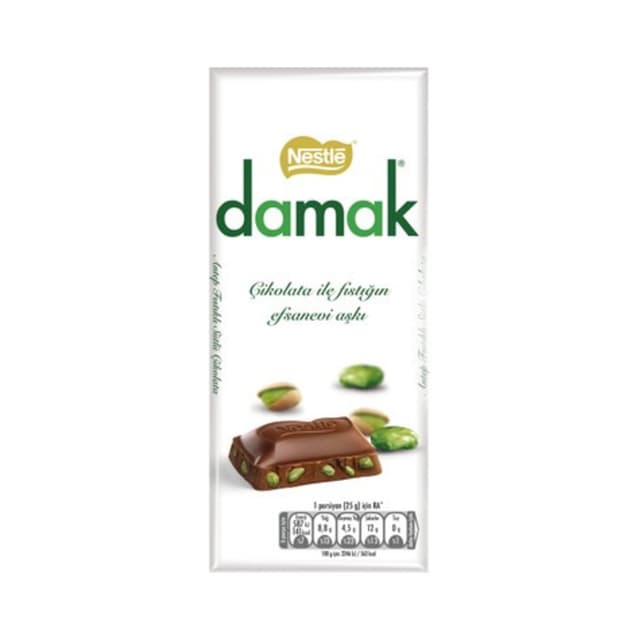 Damak Antep Fıstıklı Sütlü Tablet Çikolata 70 Gr