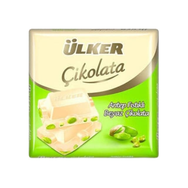 Antep Fıstıklı Beyaz Kare Çikolata 65 Gr