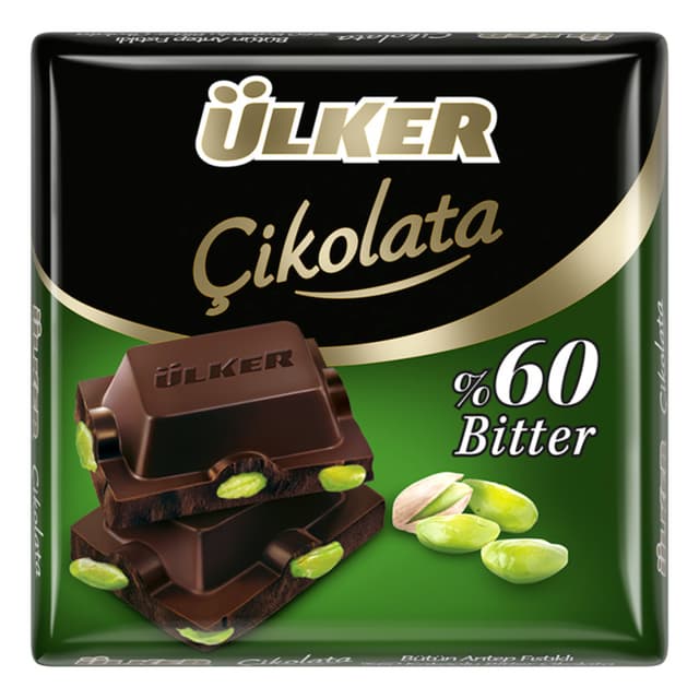 Antep Fıstıklı %60 Bitter Çikolata 65 Gr
