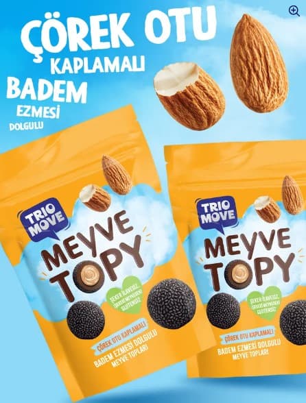 Badem Ezmesi Dolgulu Çörek Otu Tohumu Kaplamalı Meyve Topları 96 Gr